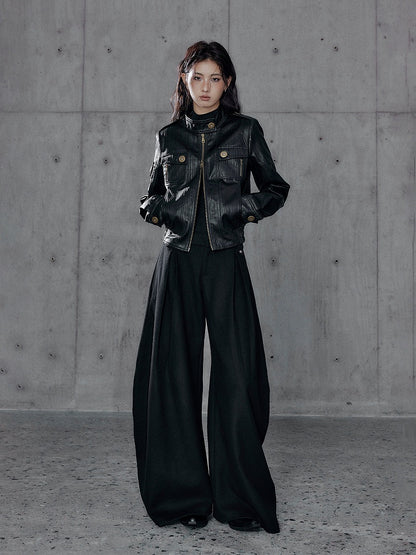 Cinching Waist Long Top Punk Sleeve Black style - Cargo