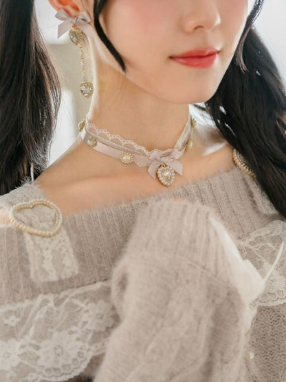 Options Bowknot Color Charm Heart Jirai Lace Kei 18 Choker