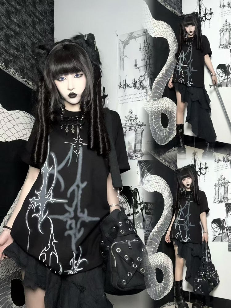 T-Shirt Black Gothic Sparkle