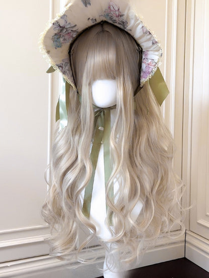 ウィッグ 65cm フルウェーブ バングス ブロンド 長さあり