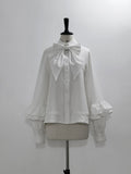 Sleeves Long Ouji with Shirt Bishop Bowtie Lolita White