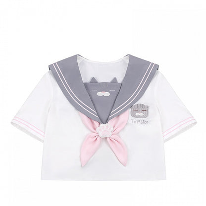 Design Neckline JK Kitty Gray and White Sailor Collar Uniform