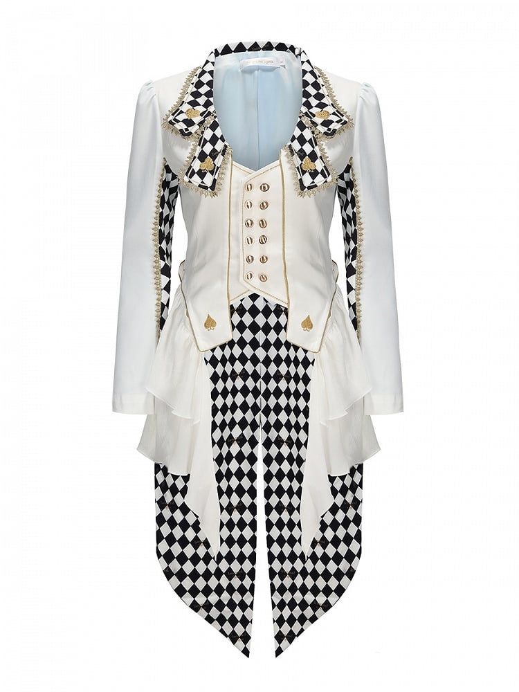 Wonderland Vibes Alice Weißer Ouji Aristocrat Karierter Lolita-Frack in