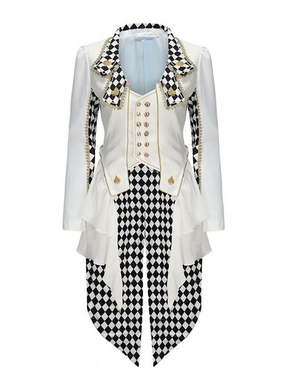 Wonderland Vibes Alice Weißer Ouji Aristocrat Karierter Lolita-Frack in