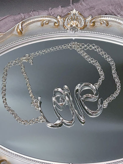 Anhänger Buchstaben Halskette Y2K Silber