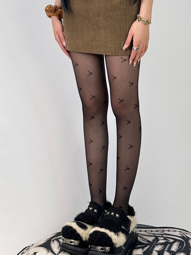 Floral Black/White Tights Pattern