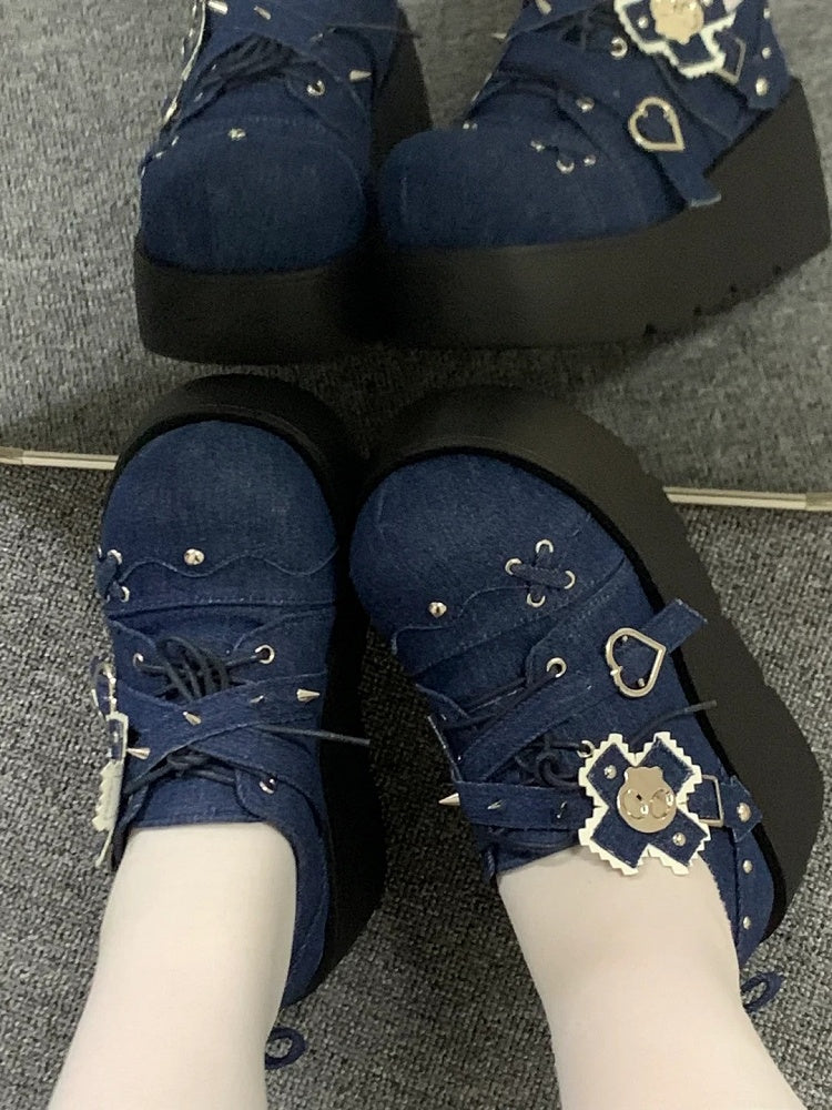 Blue with Punk Studs Shoes