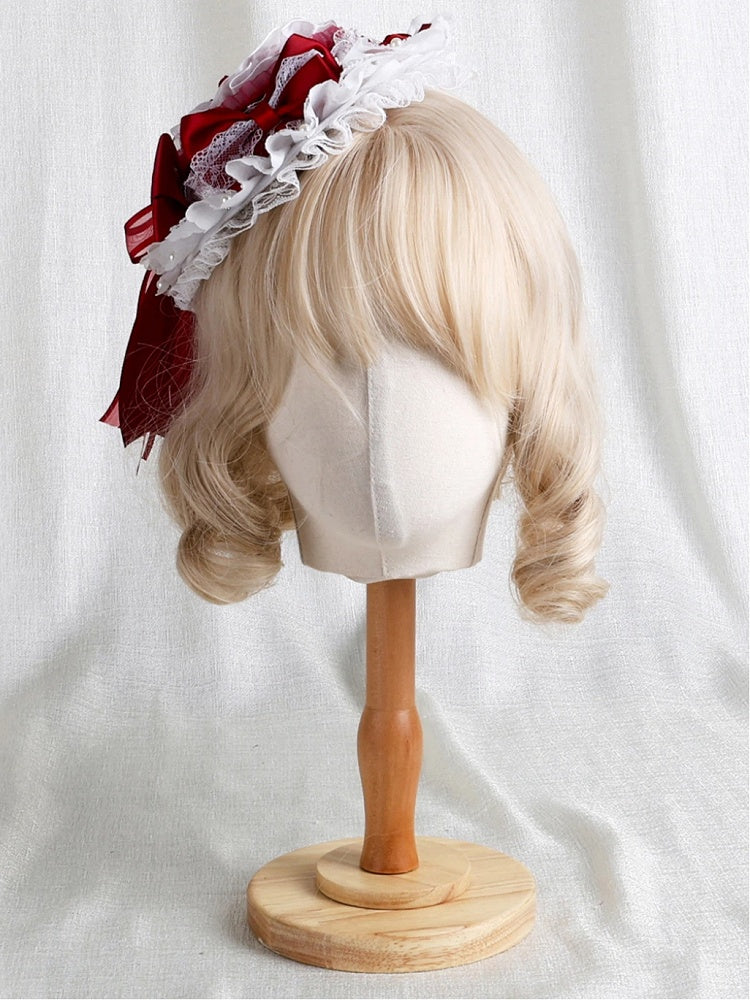 Ruffled Rose Red Mini Hat Lace