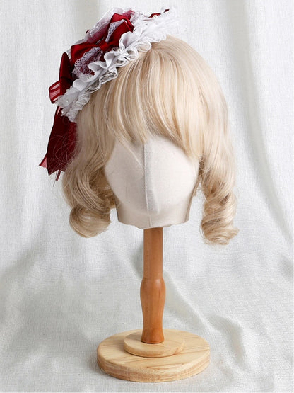 Ruffled Rose Red Mini Hat Lace