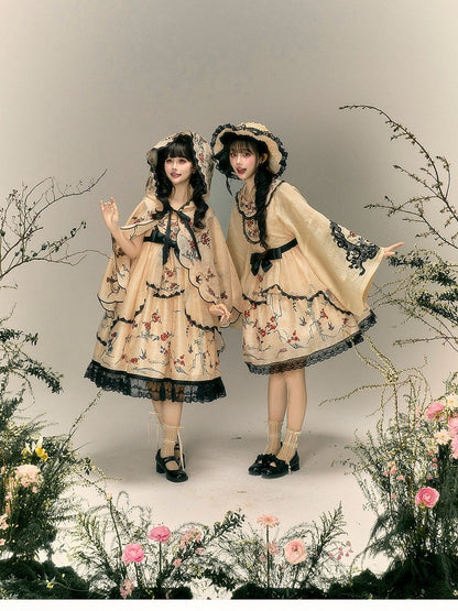 Beige Cheongsam Lolita Long Sleeve Embroidered Shirt - Yimu Walnut