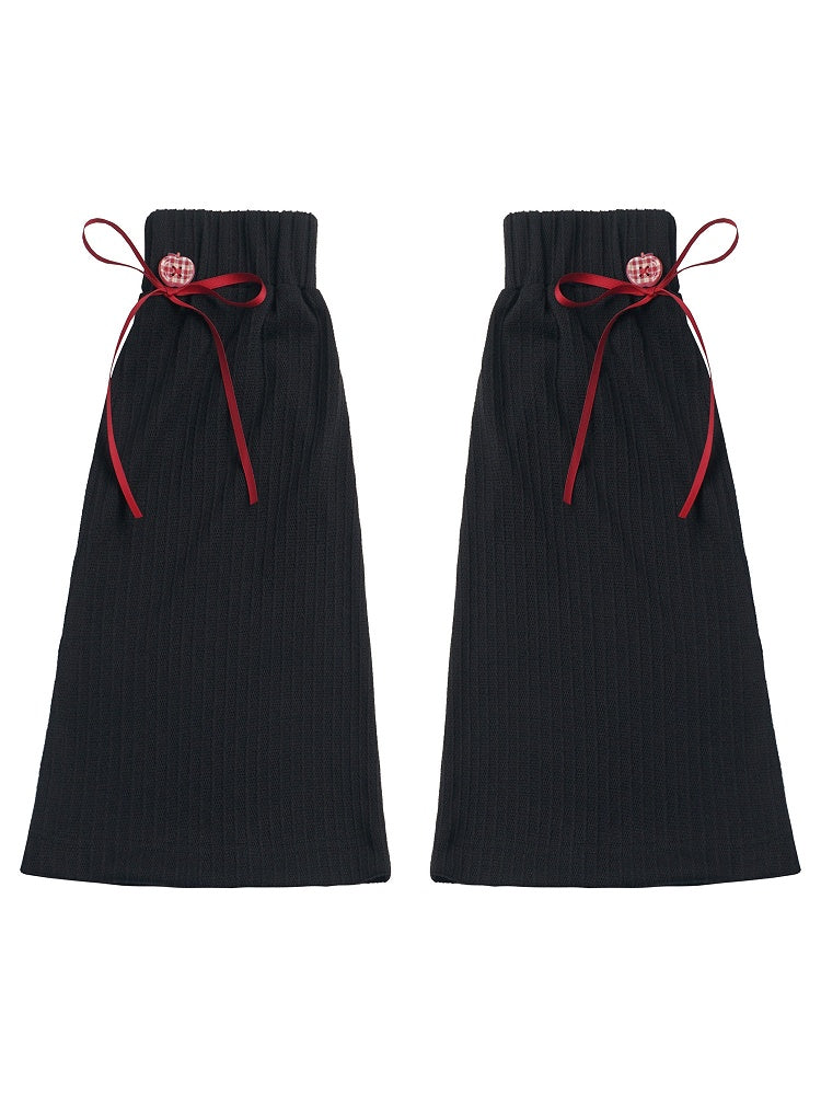Black Leg Warmers with Red Bow Detail - PINK SAVIOR