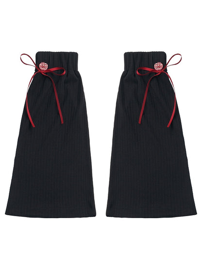 Black Leg Warmers with Red Bow Detail - PINK SAVIOR
