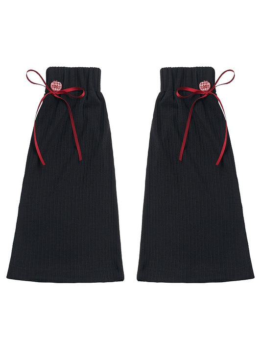 Black Leg Warmers with Red Bow Detail - PINK SAVIOR