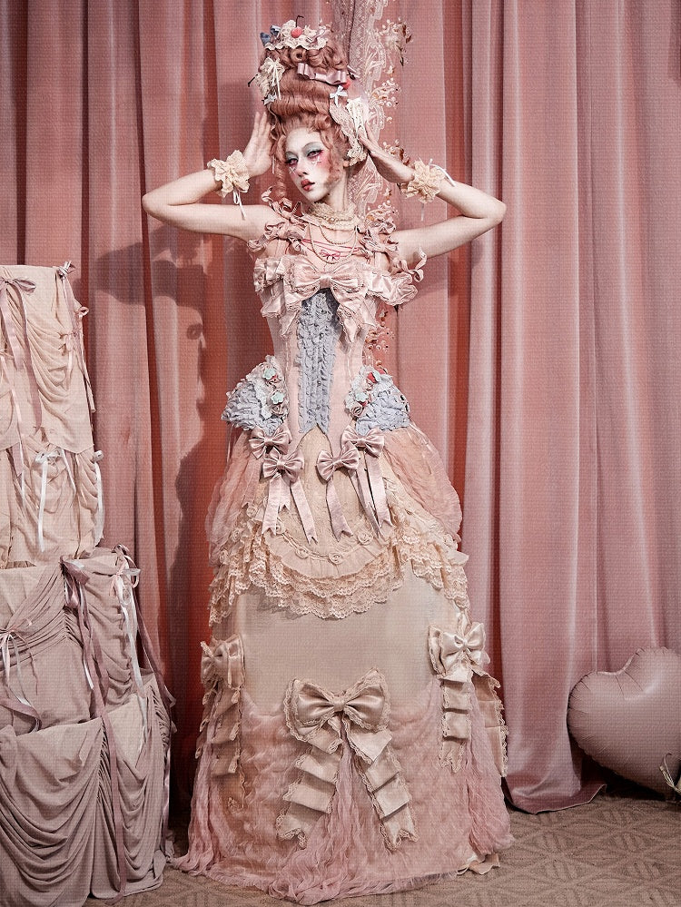 Vintage Apricot Lace Boned Bustle Petticoat - Blood Supply