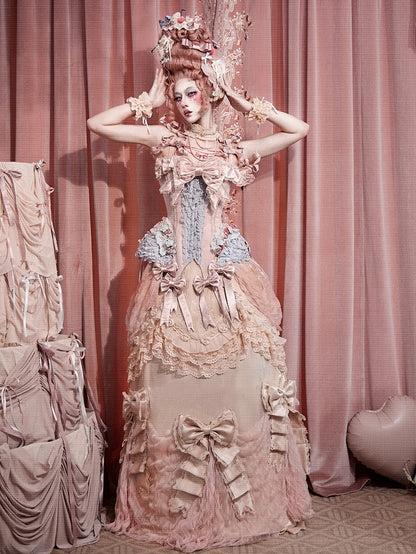 Vintage Apricot Lace Boned Bustle Petticoat - Blood Supply