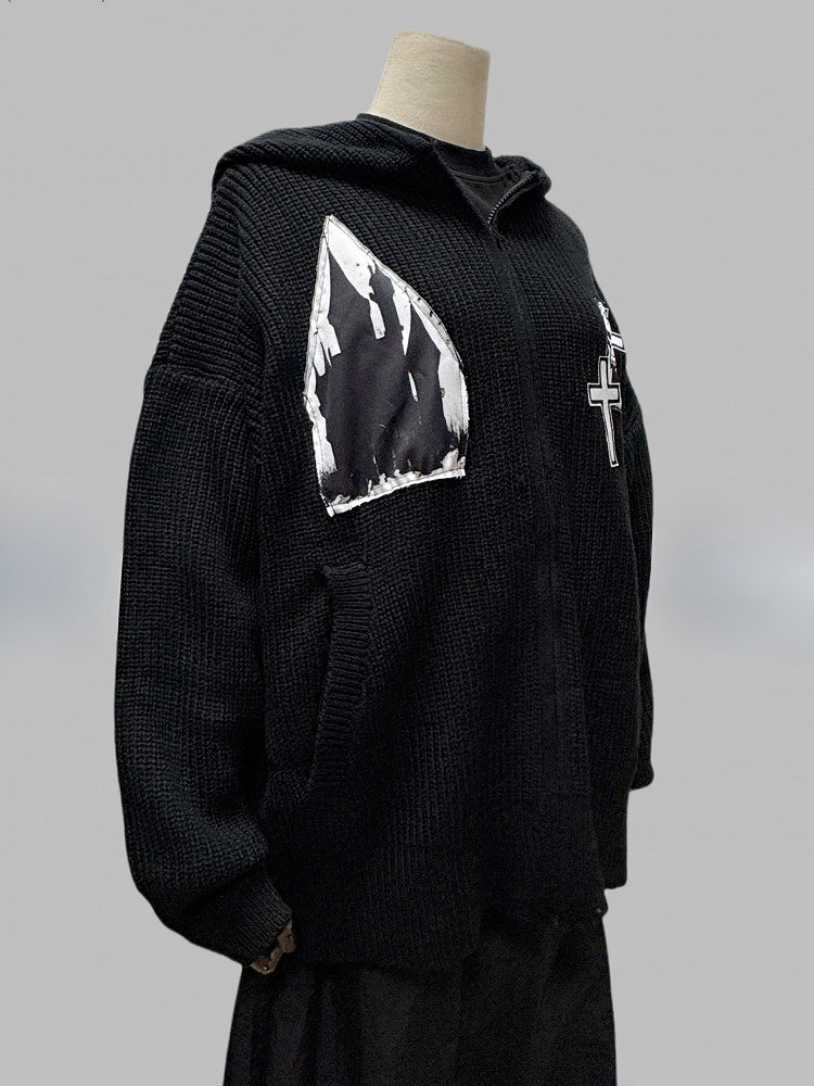 mit Pullover Schwarz Hoodie Kreuz