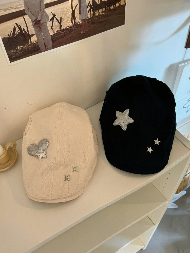 Y2K Beret Hat with Star Decoration - IVONA boutique