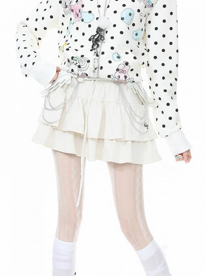White Tiered Ruffle Skirt with Embroidery - Languid Park