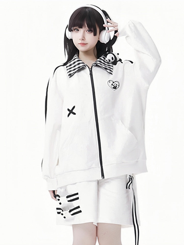 Weiße Shorts mit elastischer Taille und Kordelzug