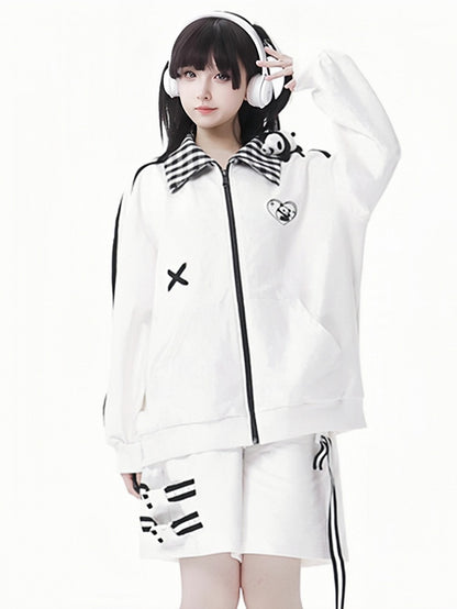 Weiße Shorts mit elastischer Taille und Kordelzug