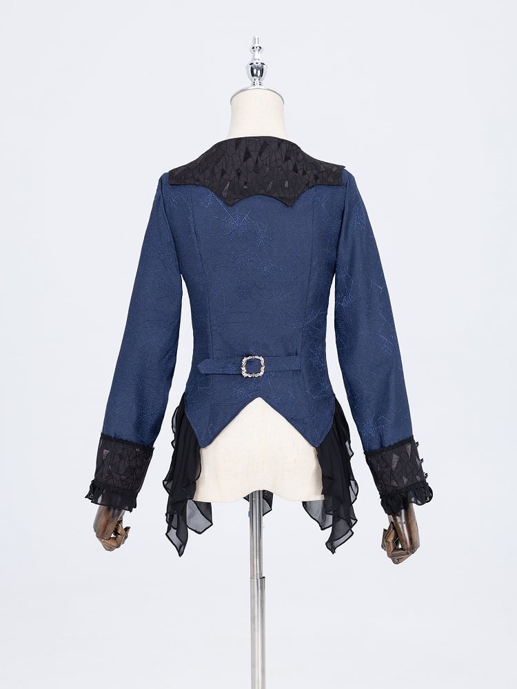 王子コート スパイダースタイル ロリータ プリンス ダークウェブ ブルー生地