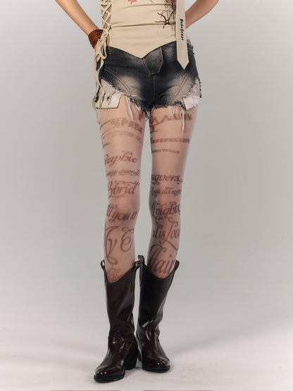 with Hem Denim Studded Distressed Black Shorts Punk Accents Raw