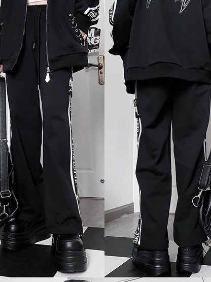 クロスレタースウェットパンツゴシックブラックプリン