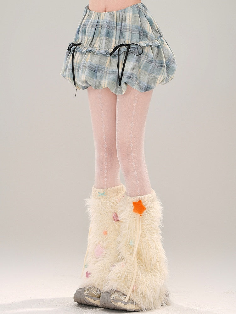 詳細 ブルーバブルチェックスカート 蝶結び