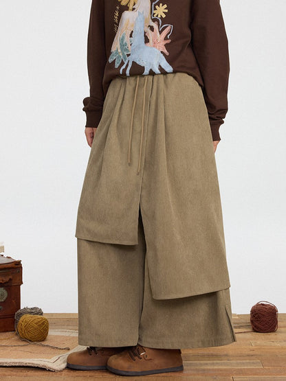 Asymmetrical Cut Pants 3 Wide-leg Design Colors
