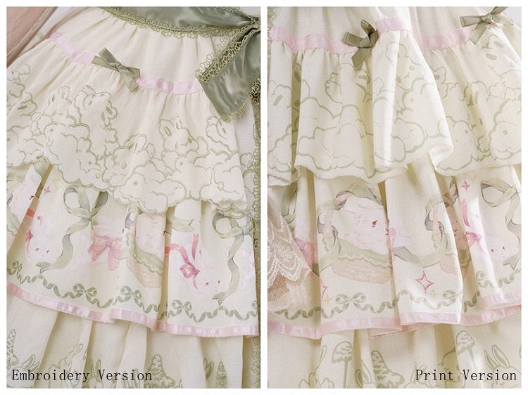 Tiered Print Skirt Jumper Lolita Bunny