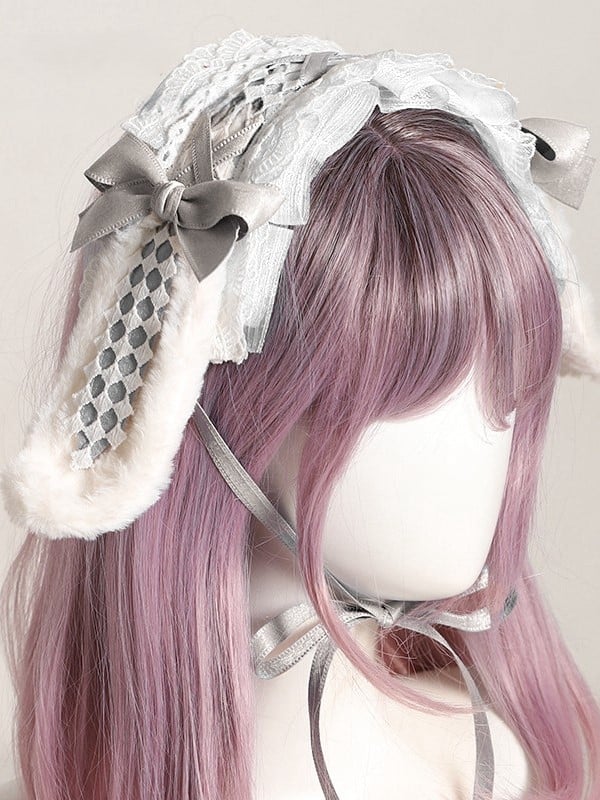 – Ribbon 7 Lace Wonderland Bunny in lolita Alice Hairdband Ear