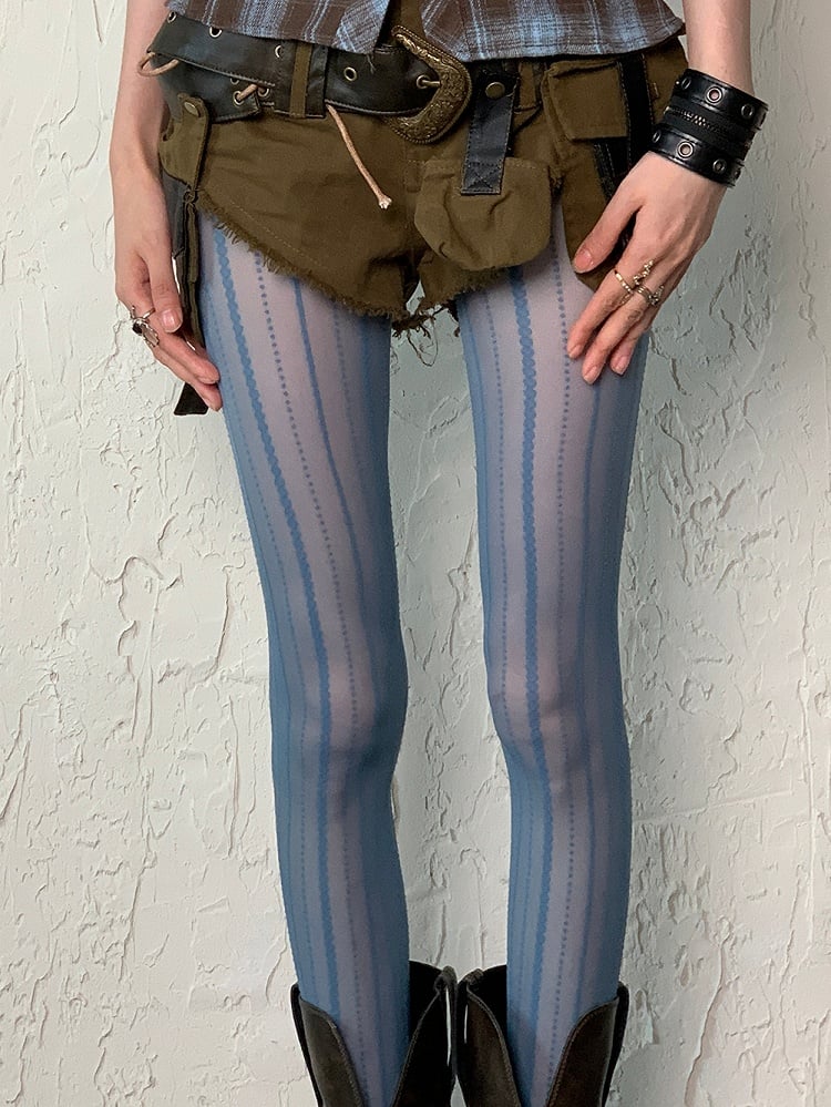 Strumpfhose Streifenmuster 6 Optionen Y2K Farbe