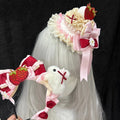 Sweet and Strawberry Lolita Pink Bunny Lace Mini Red KC Style Hat