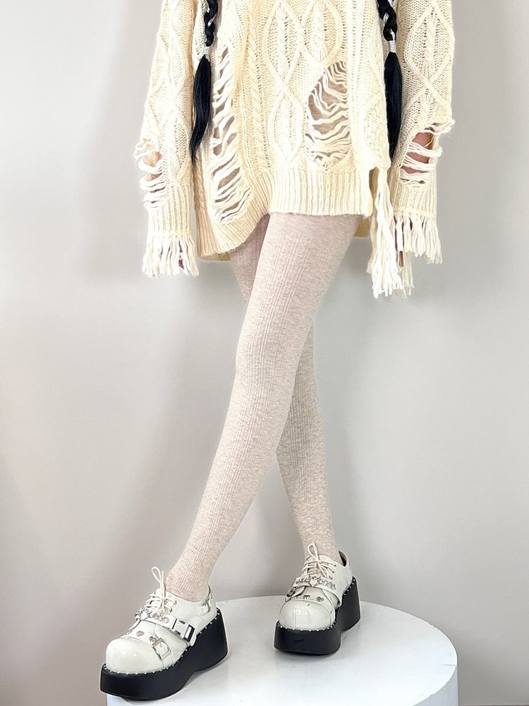 Knitted Pattern Ear Wheat Stripe Colors Vertical 5 Tights