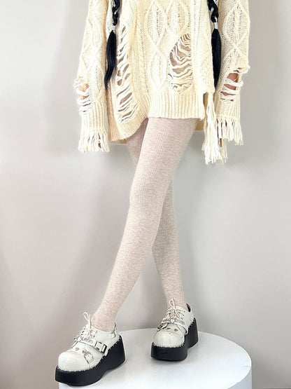 Knitted Pattern Ear Wheat Stripe Colors Vertical 5 Tights