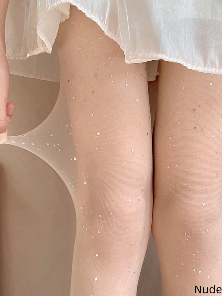 Sparkling Sheer White/Black/Nude Sequin Tights