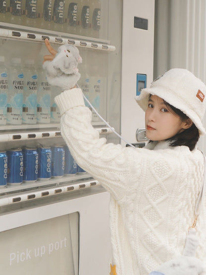 Graue süße Plüschhandschuhe in Katzenform