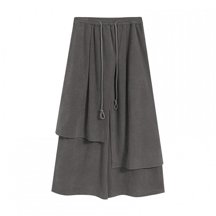 Wide-leg Cut Dark Design Pants Asymmetrical Gray