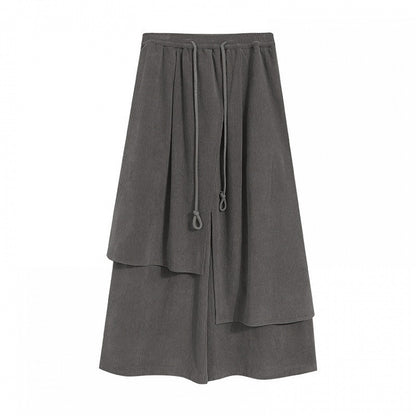 Wide-leg Cut Dark Design Pants Asymmetrical Gray