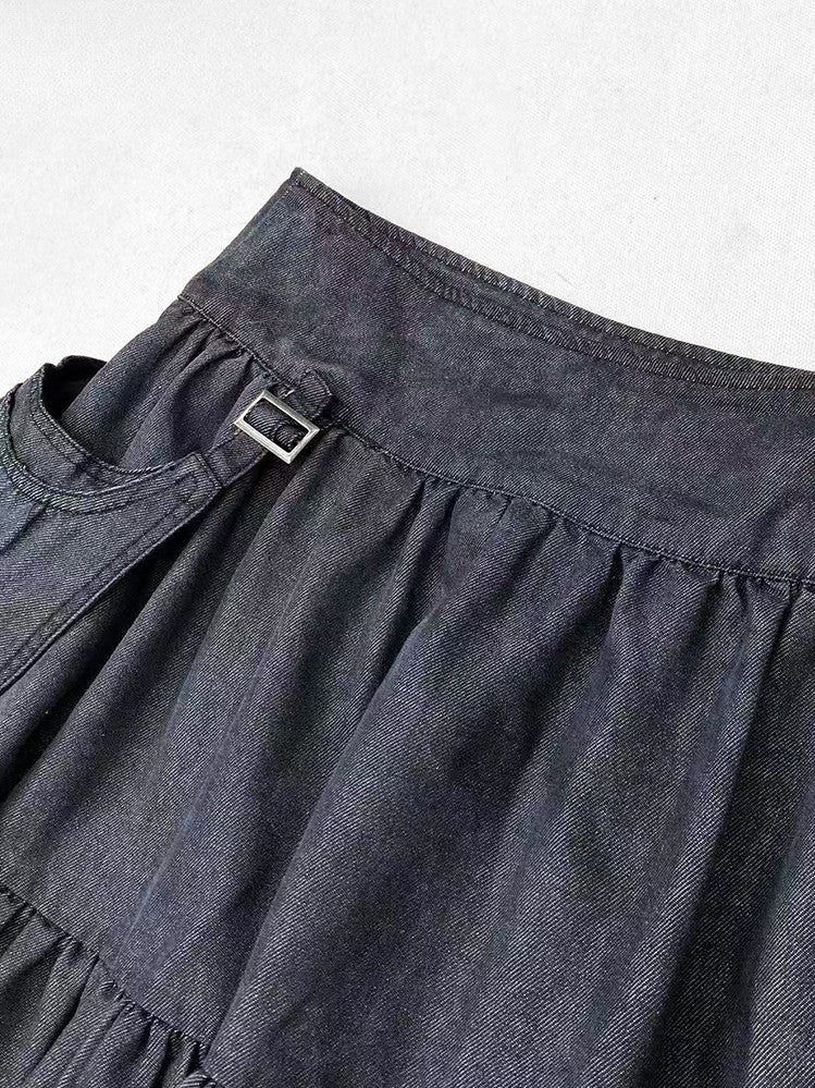 Saum Roh Bittersüß Verziert Grau Detail Dunkle Tasche Rock