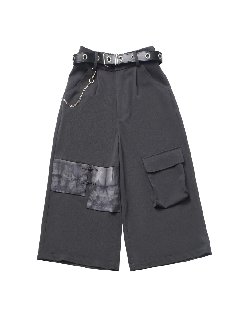 Schnürung + Ärmel + Top Rock Hose Beige Unregelmäßig Weit