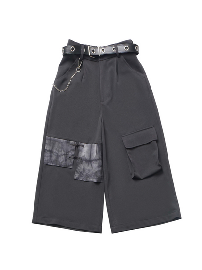 Schnürung + Ärmel + Top Rock Hose Beige Unregelmäßig Weit