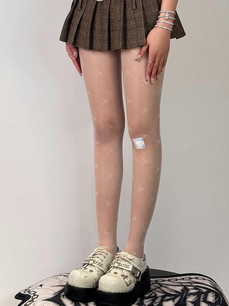 Floral Black/White Tights Pattern