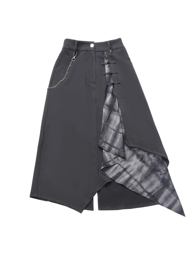 Schnürung + Ärmel + Top Rock Hose Beige Unregelmäßig Weit