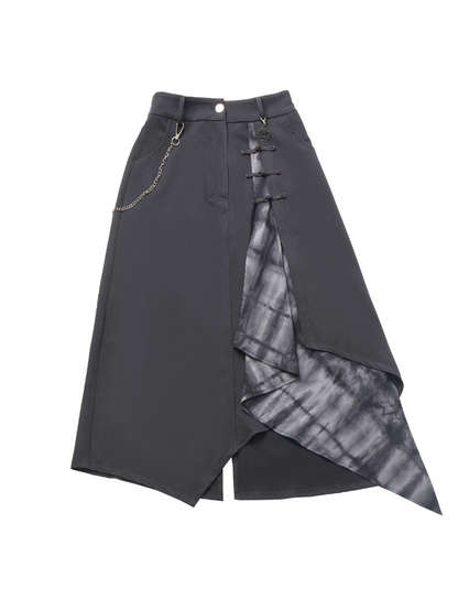 Schnürung + Ärmel + Top Rock Hose Beige Unregelmäßig Weit