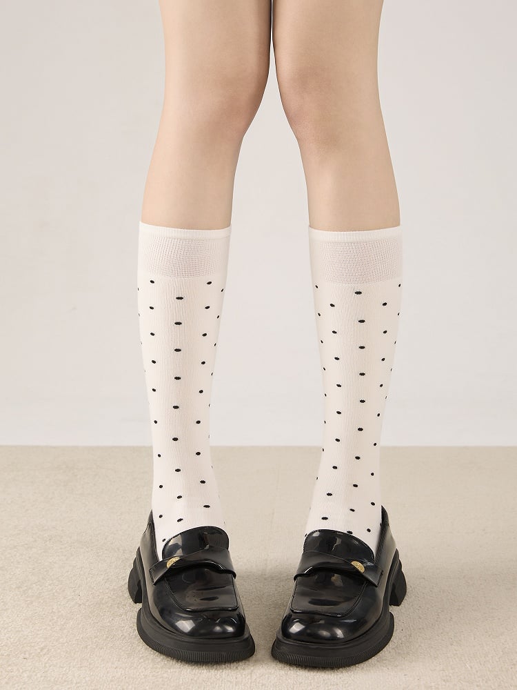 Calf Pattern Slimming Socks Black/White/Dark Polka Gray Dot