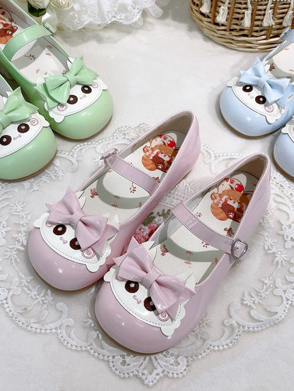 Low-heel Sweet Lolita Light Pink Shoes with Heart-shaped Snap & Crab Accents