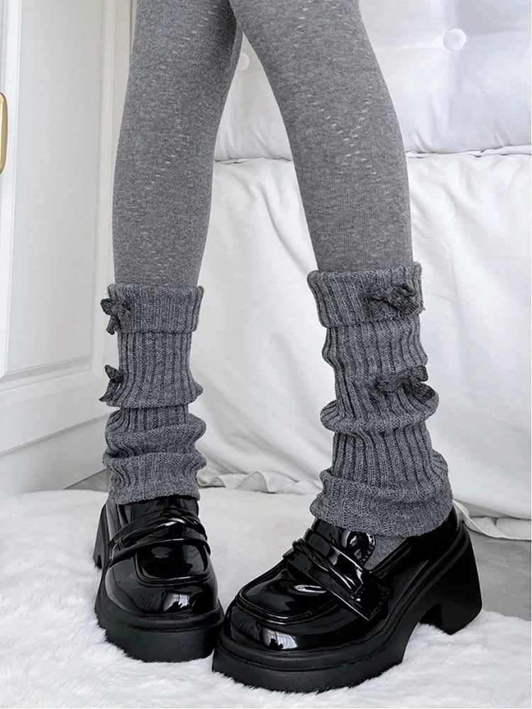 Warmers Ribbed Gray Slouchy Dark Leg