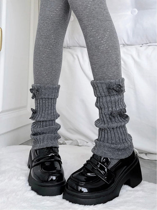 Warmers Ribbed Gray Slouchy Dark Leg