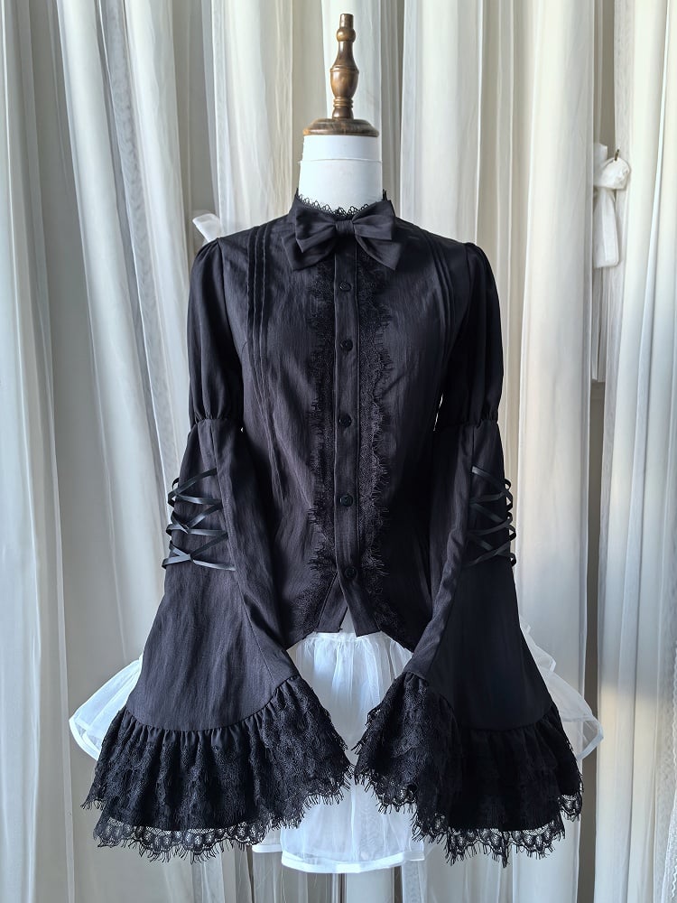 Black Bell Sleeves Gothic Lolita Blouse